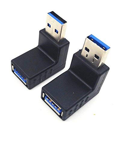 Product Cover 2pcs USB 3.0 up down Male to Female Extension Adapter Combo Upward and Downward 90 degree Right Angle USB 3.0 Super-speed Connector Adapter(BLACK)