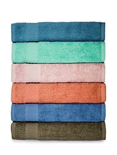 Product Cover Cleanbear Face-Cloth Washcloths Set,100% Cotton, High Absorbent, 6-Pack 6 Colors, Size13 x13-deep Color