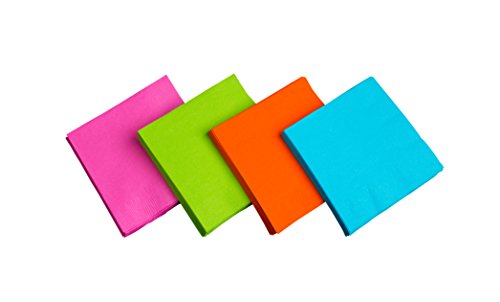 Product Cover Party Essentials 2-Ply Paper Luncheon Napkins, Assorted Neon Brights, 48-Count