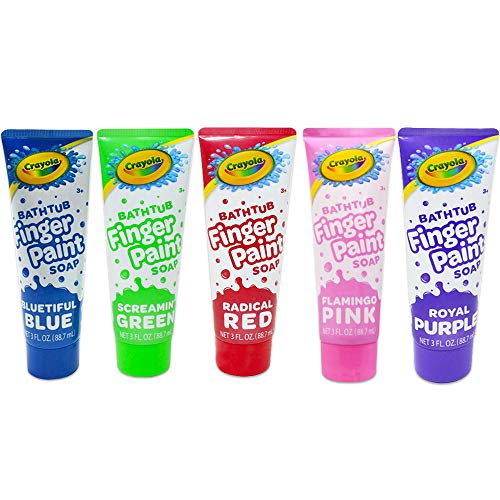 Product Cover Crayola Bathtub Fingerpaint 5 Color Variety Pack, 3 Ounce Tubes (Bluetiful Blue, Screamin' Green, Radical Red, Flamingo Pink, Royal Purple)
