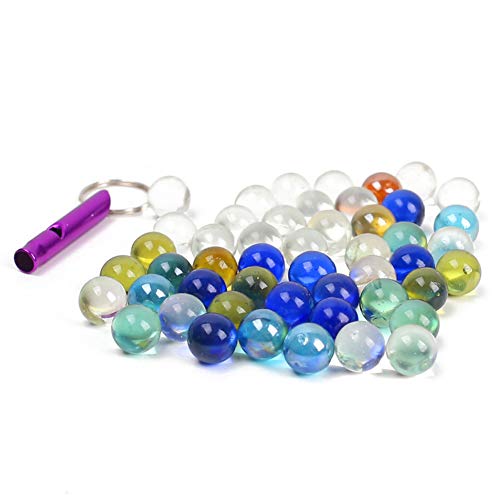 Product Cover POPLAY 50 PCS Beautiful Player Marbles Bulk for Marble Games,Multiple Colors(1 Whistle for Free)