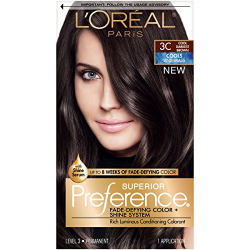Product Cover L'Oréal Paris Superior Preference Fade-Defying + Shine Permanent Hair Color, 3C Cool Darkest Brown, 1 kit Hair Dye