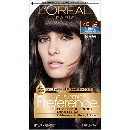 Product Cover L'Oréal Paris Superior Preference Fade-Defying + Shine Permanent Hair Color, 4C Cool Dark Brown, 1 kit Hair Dye
