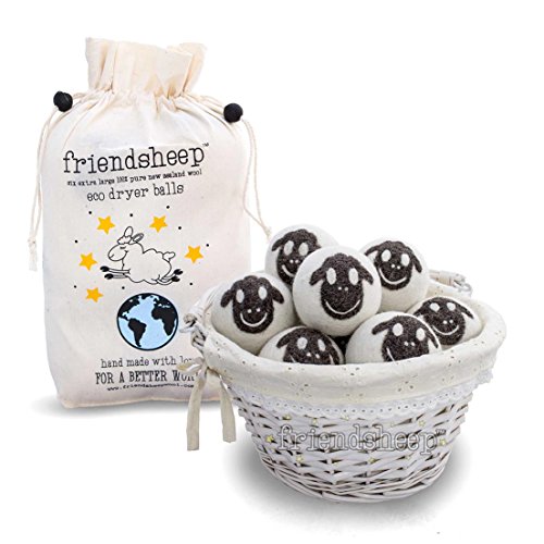 Product Cover Friendsheep Organic Eco Wool Dryer Balls - 6 Pack - 100% Handmade, Fair Trade, Organic, No Lint - Premium Quality