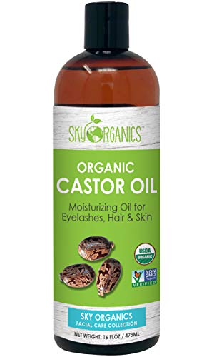 Product Cover Castor Oil (16oz) USDA Organic Cold-Pressed 100% Pure, Hexane-Free Castor Oil - Moisturizing & Healing, For Dry Skin, Hair Growth - For Skin, Hair Care, Eyelashes - Caster Oil By Sky Organics