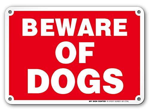 Product Cover My Sign Center Beware of Dog Sign, Outdoor Rust-Free Metal, 7