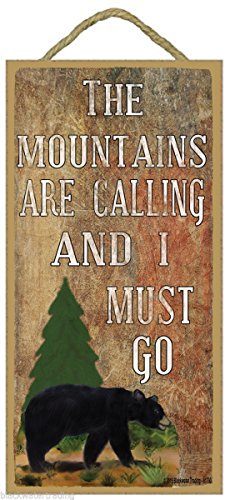 Product Cover The Mountains are Calling and I Must Go Black Bear Wall Log Cabin Decor Sign Plaque 10