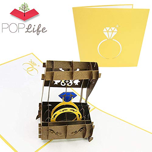 Product Cover PopLife Wedding Ring 3D Pop Up Greeting Cards for All Occasions - Folds Flat, Perfect for Mailing - Engagement, Proposal, Anniversary, Wedding Gift, Congratulations, Bridal Shower, Bachelorette Party