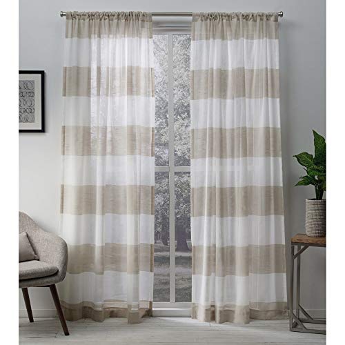 Product Cover Exclusive Home Curtains Darma Sheer Linen Rod Pocket Curtain Panel Pair, 50x84, 2 Piece