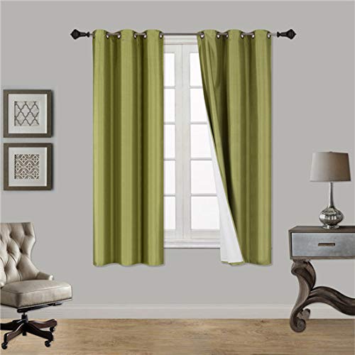 Product Cover Gorgeous HomeDIFFERENT Solid Colors & Sizes (#72) 1 Panel Solid Thermal Foam Lined Blackout Heavy Thick Window Curtain Drapes Bronze Grommets (Lime Green, 63