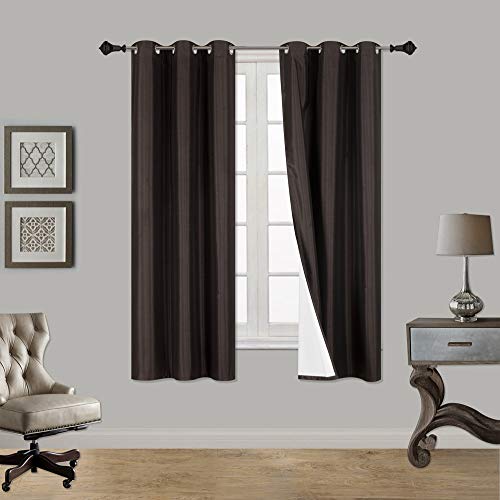 Product Cover Gorgeous Home *DIFFERENT SOLID COLORS & SIZES* (#72) 1 PANEL SOLID THERMAL FOAM LINED BLACKOUT HEAVY THICK WINDOW CURTAIN DRAPES BRONZE GROMMETS (BROWN COFFEE, 63