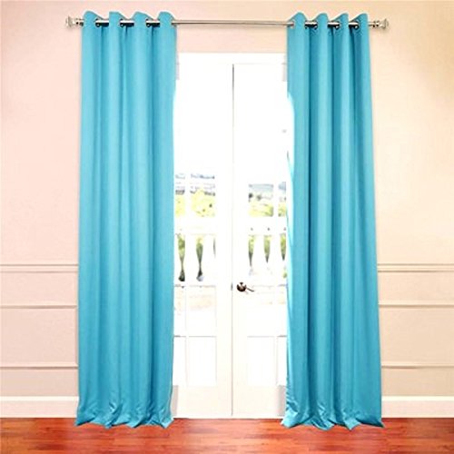 Product Cover Gorgeous Home *Different Solid Colors & Sizes* (#72) 1 Panel Solid Thermal Foam Lined Blackout Heavy Thick Window Curtain Drapes Bronze Grommets (Aqua Blue, 63