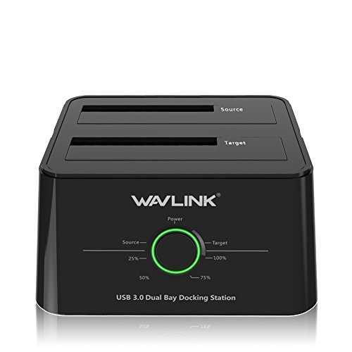 Product Cover WAVLINK USB 3.0 to SATA I/II/III Dual-Bay External Hard Drive Docking Station for 2.5/3.5 Inch HDD/SSD with UASP (6Gbps), Support Offline Clone Duplicator and Auto Sleep Function [10TB X2 ]-Black