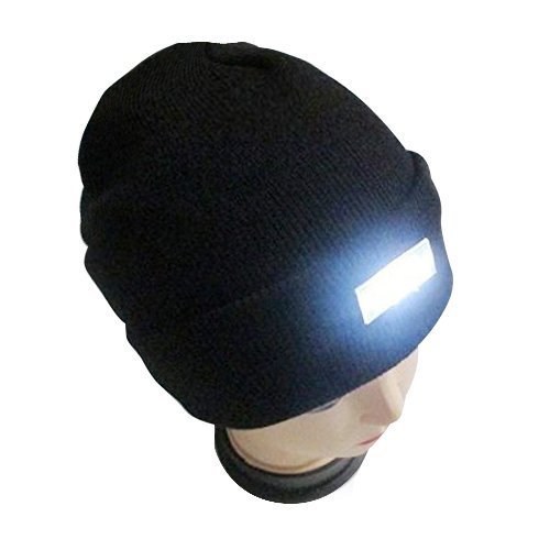 Product Cover SnowCinda unisex 5 LED Knitted Flashlight Beanie Hat cap for Hunting Camping Grilling Auto Repair Jogging Walking or Handyman Working - One Size Fits Most Black