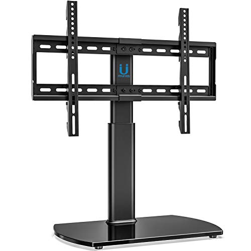 Product Cover FITUEYES Universal TV Stand Base Swivel Tabletop TV Stand with Mount for 32 to 65 inch Flat Screen TV 80 Degree Swivel, 3 Level Height Adjustable,Tempered Glass Base,Holds up to110 lbs Screens