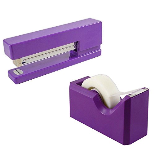 Product Cover JAM PAPER Office & Desk Sets - 1 Stapler & 1 Tape Dispenser - Purple - 2/Pack