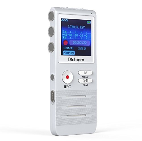Product Cover Digital Voice Activated Recorder by Dictopro, Double Microphone HD Recording, 8GB Memory, Noise Cancelling, Premium Quality Metal Casing Dictaphone