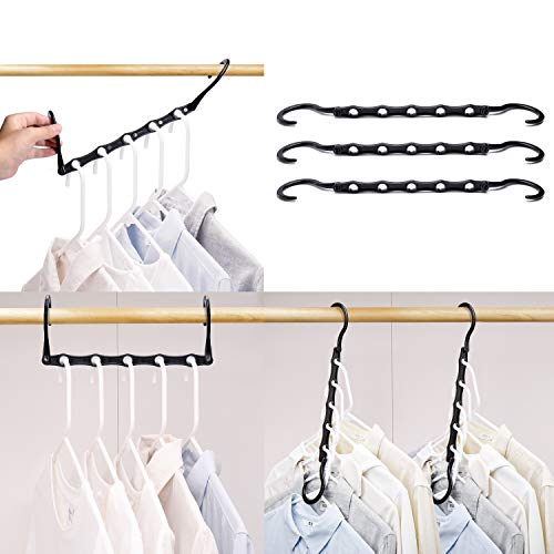 Product Cover HOUSE DAY Black Magic Hangers Space Saving Clothes Hangers Organizer Smart Closet Space Saver Pack of 10 with Sturdy Plastic for Heavy Clothes