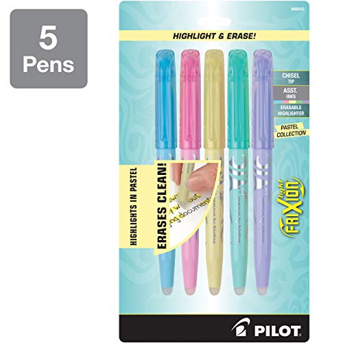 Product Cover PILOT FriXion Light Pastel Collection Erasable Highlighters, Chisel Tip, Assorted Color Inks, 5-Pack (46543)