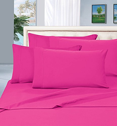 Product Cover Luxurious Bed Sheets Set on Amazon! Elegant Comfort 1500 Thread Count Hotel Quality Wrinkle,Fade and Stain Resistant 4-Piece Bed Sheet Set, Deep Pocket, Hypoallergenic - Queen Hot Pink