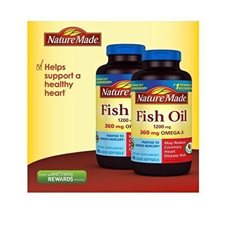 Product Cover Nature Made Fish OIL 1200 Mg, 360 Mg Omega-3: 400 Liquid Softgels by Nature Made