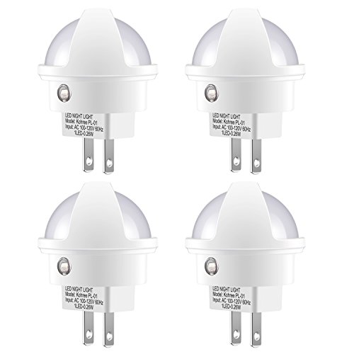 Product Cover Kohree Automatic Plug-in LED Night Light Lamp with Dusk to Dawn Sensor (White),Pack of 4