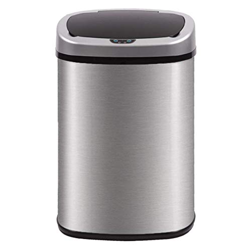 Product Cover Kitchen Trash Can for Bathroom Bedroom Home Office 13 Gallon 50 Liter Automatic Touch Free High-Capacity Garbage Can with Lid Brushed Stainless Steel Waste Bin