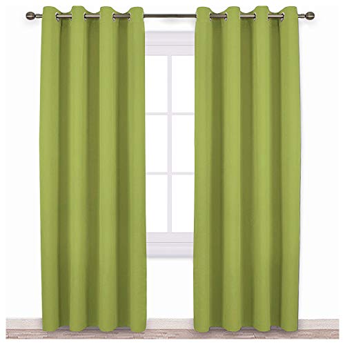 Product Cover NICETOWN Green Blackout Draperies Curtains - Window Treatment Thermal Insulated Solid Grommet Blackout Curtains/Drapes for Holiday Decor (Set of 2, 52 by 84 Inch, Fresh Green)