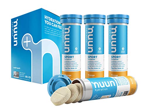 Product Cover Nuun Sport: Electrolyte Tablets, Effervescent Hydration Supplement, Orange, Box of 4 Tubes (40 servings), Sports Drink for Replenishment of Essential Electrolytes Lost Through Sweat