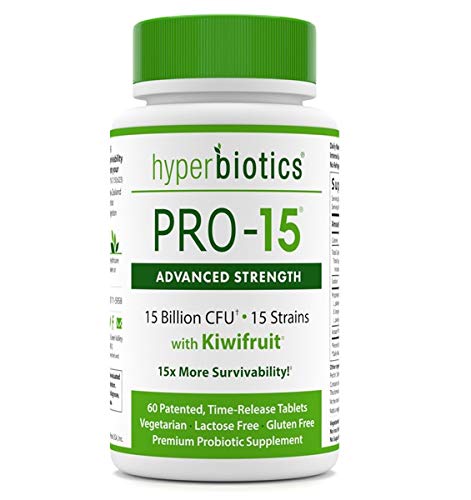 Product Cover PRO-15 Advanced Strength Probiotics: 3X The CFU Count with Kiwi Extract - 15 Strains - 60 Once Daily Tablets - 15x More Effective Than Capsules with Patented Delivery Technology