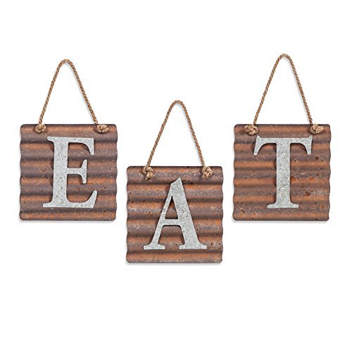 Product Cover Xing Cheng Wall Metal Plaque Sign Eat Letter Sign Wavy Metal Plate for Kitchen