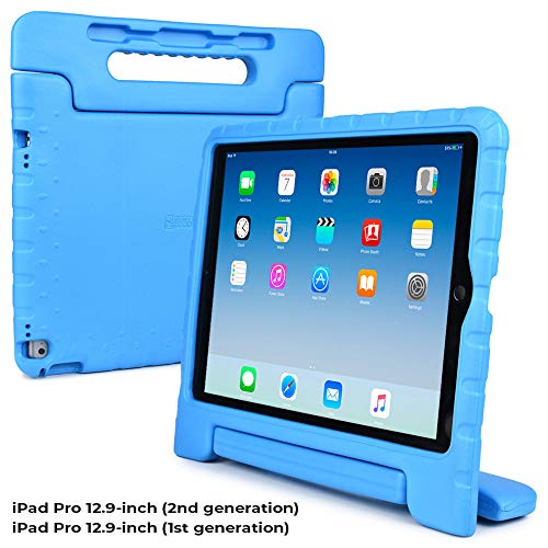 Product Cover Cooper Dynamo [Rugged Kids Case] Protective Case for iPad Pro 12.9 1st 2nd Generation 2015 2017 | Child Proof Cover with Stand, Large Handle (Blue)