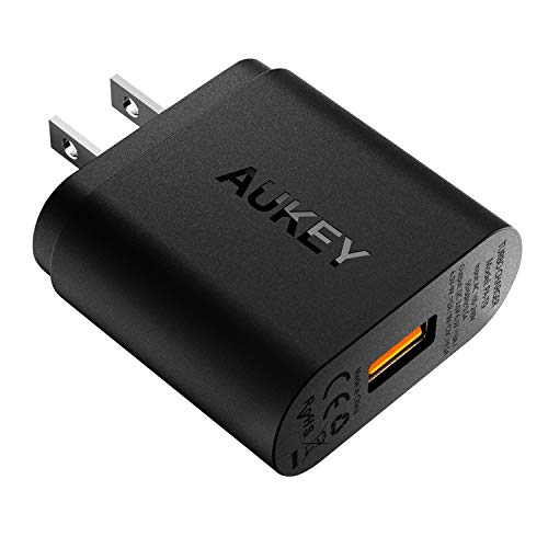 Product Cover AUKEY Quick Charge 3.0 18W USB Wall Charger, Compatible with Samsung Galaxy Note8 / S8 / S8+, LG G6 / V30, HTC 10 and More | Qualcomm Certified