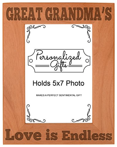 Product Cover ThisWear Great Grandma's Love Natural Wood Engraved 5x7 Portrait Picture Frame Wood