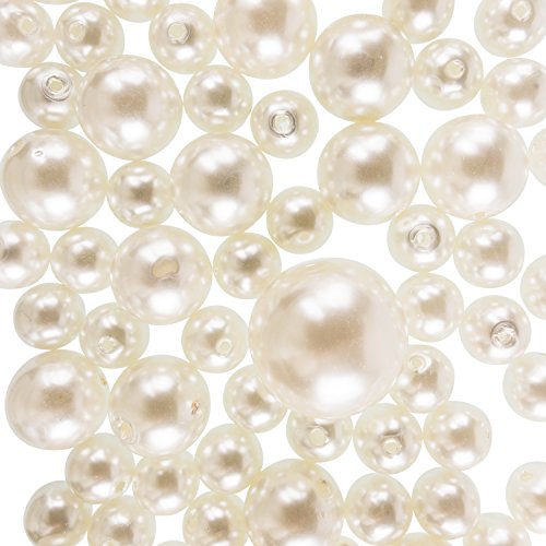Product Cover Super Z Outlet Elegant Glossy Polished Pearl Beads for Vase Fillers, DIY Jewelry Necklaces, Table Scatter, Wedding, Birthday Party Home Decoration (8 Ounce Pack, 70 Pieces) (Ivory)