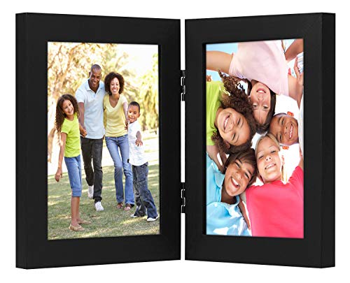 Product Cover Americanflat Hinged Picture Frame | Displays Two 5x7 Photos. Shatter-Resistant Glass. Stands Vertically on Desktop or Tabletop.