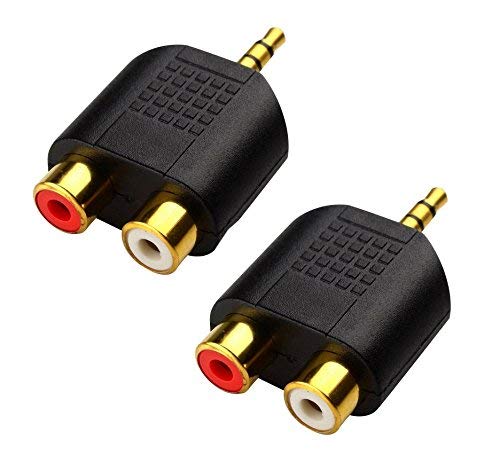 Product Cover LEMENG 2-PACK of Gold Plated 3.5mm Stereo to 2-RCA Male to Female Adapter Audio Splitter Adapter Dual RCA Jack Adapter