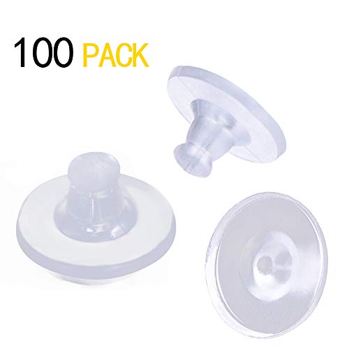 Product Cover Golf Pack of 100pcs Clear Color Plastic Rubber Clutch Earring Back with Pad