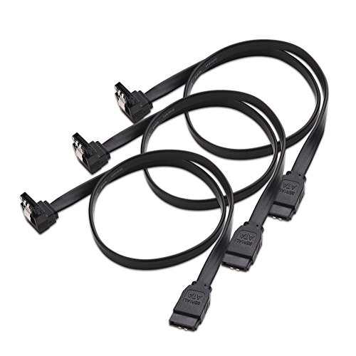 Product Cover Cable Matters 3-Pack 90 Degree Right Angle SATA III 6.0 Gbps SATA Cable (SATA 3 Cable) Black - 18 Inches