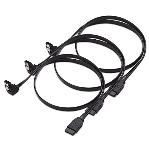 Product Cover Cable Matters 3-Pack 90 Degree Right Angle SATA III 6.0 Gbps SATA Cable (SATA 3 Cable) Black - 24 Inches