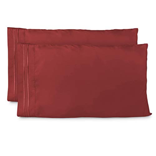 Product Cover Cosy House Collection Pillowcases King Size - Burgundy Luxury Pillow Case Set of 2 - Premium Super Soft Hotel Quality Pillow Protector Cover - Cool & Wrinkle Free - Hypoallergenic