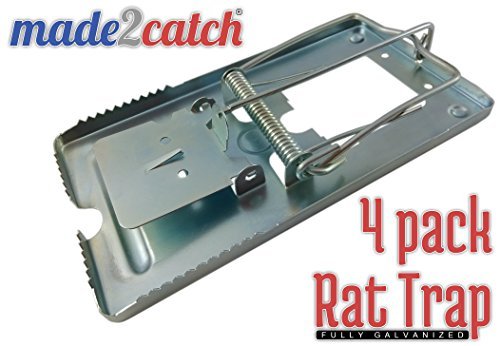 Product Cover made2catch Classic Metal Rat Trap Fully Galvanized - 4 Traps - Humane Rat Traps That Work - Snap Rat Trap - Durable Reusable Rat Trap - Effective Rat Traps