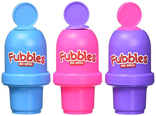 Product Cover Little Kids Fubbles No Spill Bubble Tumbler Mini 3 Pack Party Favor Set, Includes 2oz of bubble solution and a wand per bottle (assorted colors)