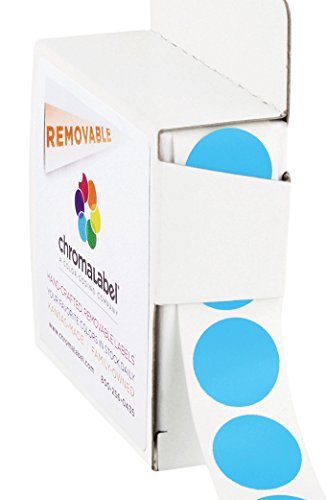 Product Cover ChromaLabel 3/4 Inch Round Removable Color-Code Dot Stickers, 1000 per Dispenser Box, Light Blue