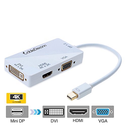 Product Cover Deconn (Gold-plated) Mini Displayport (Thunderbolt Port Compatible) to Hdmi/dvi/vga Male to Female 3-in-1 Adapter Displayport 1.2 Enables Full 4k X 2k Resolution, 3d Stereo Beyond Full Hd