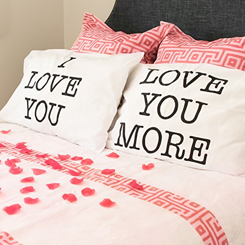 Product Cover Super Z Outlet I Love You & Love You More Cotton Polyester Standard Size Pillowcase Pair for Bedroom, Home Decoration Set, Anniversary
