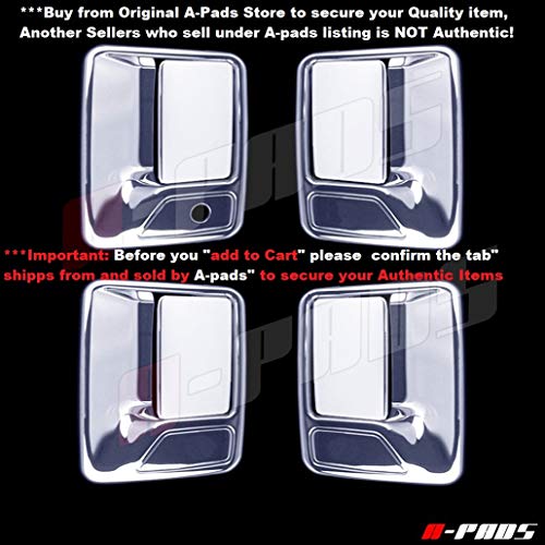 Product Cover A-PADS 4 Chrome Door Handle Covers For Ford F-250, F-350, F-450 + Super Duty 1999-2016 - WITHOUT Passenger Keyhole