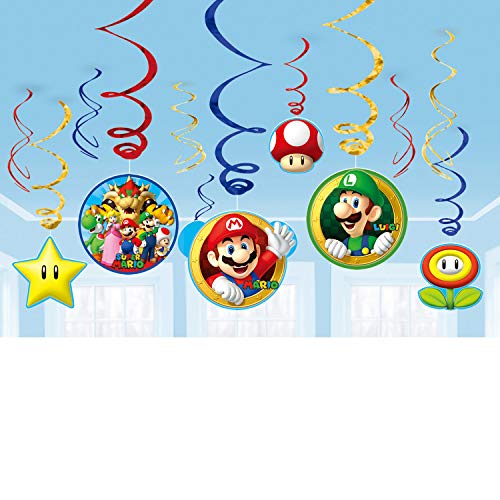 Product Cover Super Mario Brothers Value Pack Foil Swirl Decorations, Party Favor
