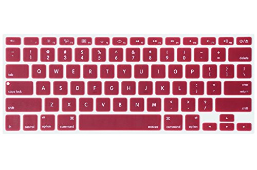 Product Cover MOSISO Silicone Keyboard Cover Compatible with MacBook Pro 13/15 Inch (with/Without Retina Display, 2015 or Older Version),Older MacBook Air 13 Inch (A1466 / A1369, Release 2010-2017), Wine Red