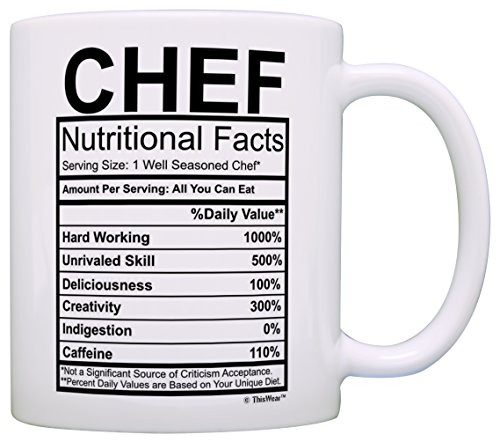 Product Cover Chef Gifts Chef Nutritional Facts Label Gag Gift Gift Coffee Mug Tea Cup White